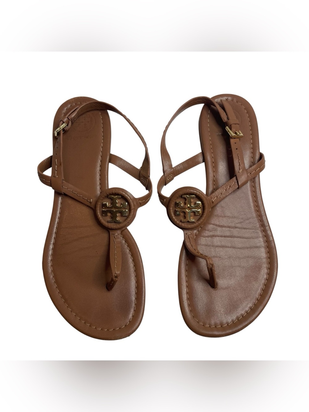 Tory Burch Leather Thong Sandals with Heel Strap Brown Size 7